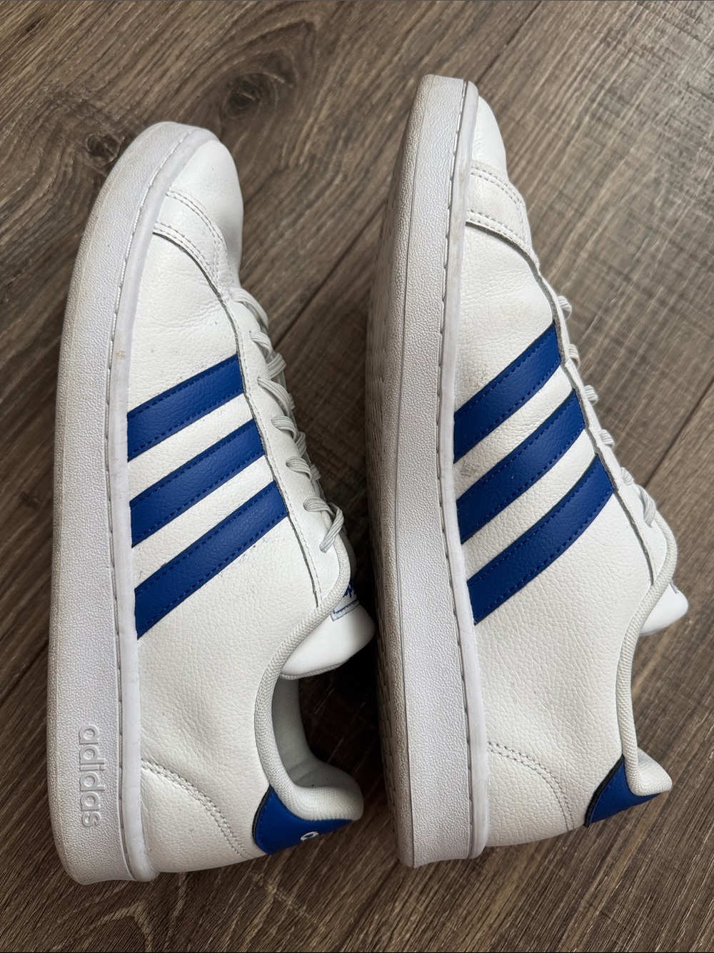 adidas White and Blue Men's Low-Top Sneakers - Picture 4 of 14